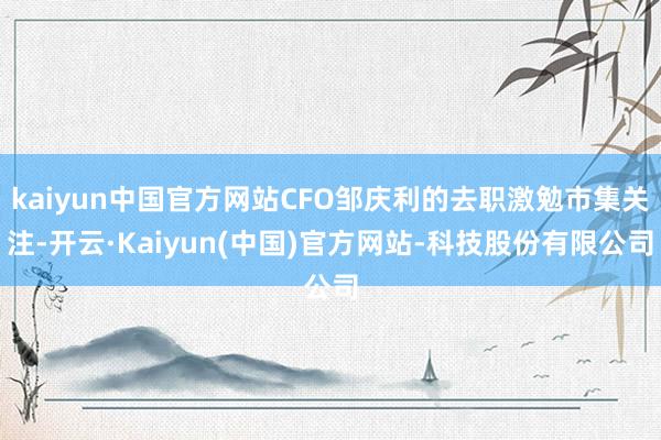 kaiyun中国官方网站CFO邹庆利的去职激勉市集关注-开云·Kaiyun(中国)官方网站-科技股份有限公司